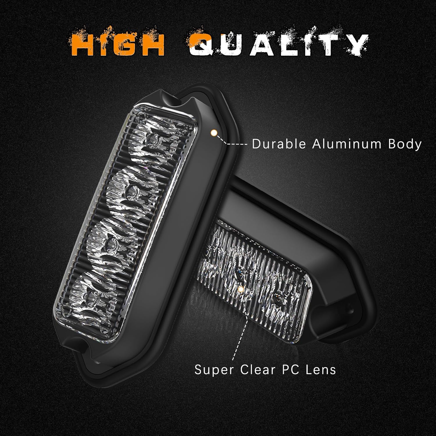 2-Pack Amber Strobe Lights Grille Lamp Surface Mount Flashing Lights LED Emmergency Warning Lights Compatible for Trucks Vehicles Police Motorcycle Drone Aircraft Bike(Amber)