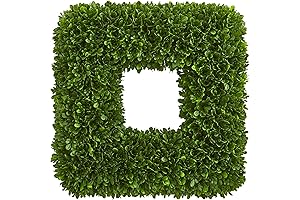 Nearly Natural 17" Tea Leaf Square Boxwood Wreaths for Front Door