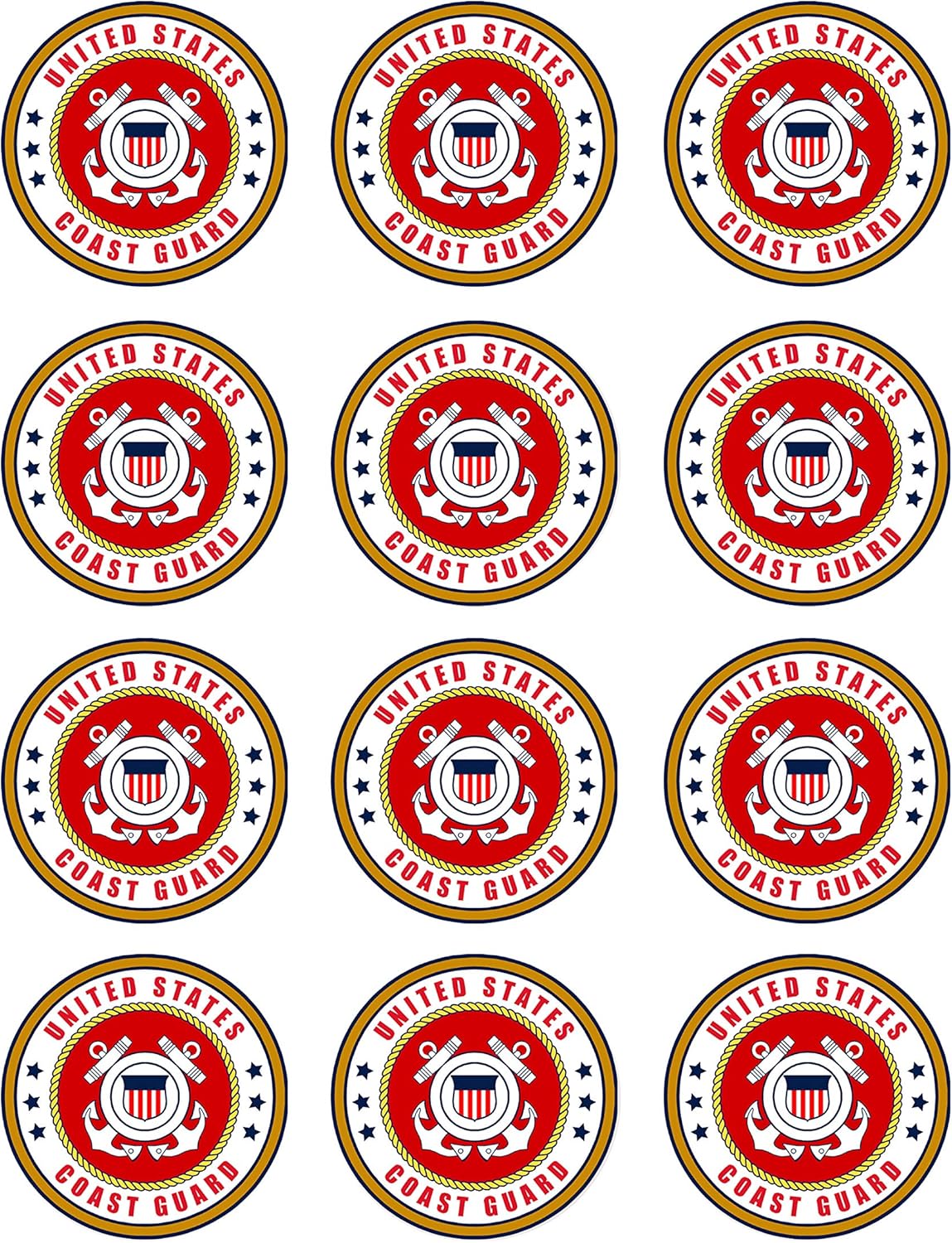 US Coast Guard Edible Cupcake Toppers 2" cupcake (12