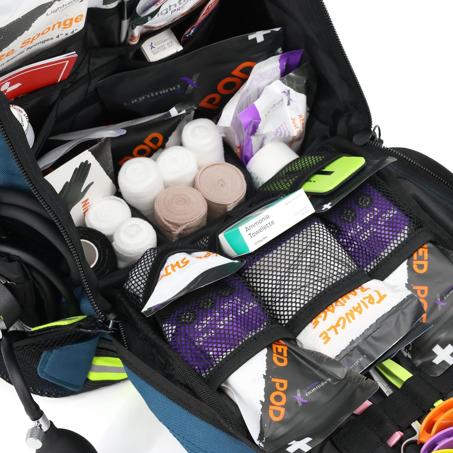 Lightning X First Responder EMT/EMS Backpack Stocked First Aid Supplies Kit B (Navy Blue)