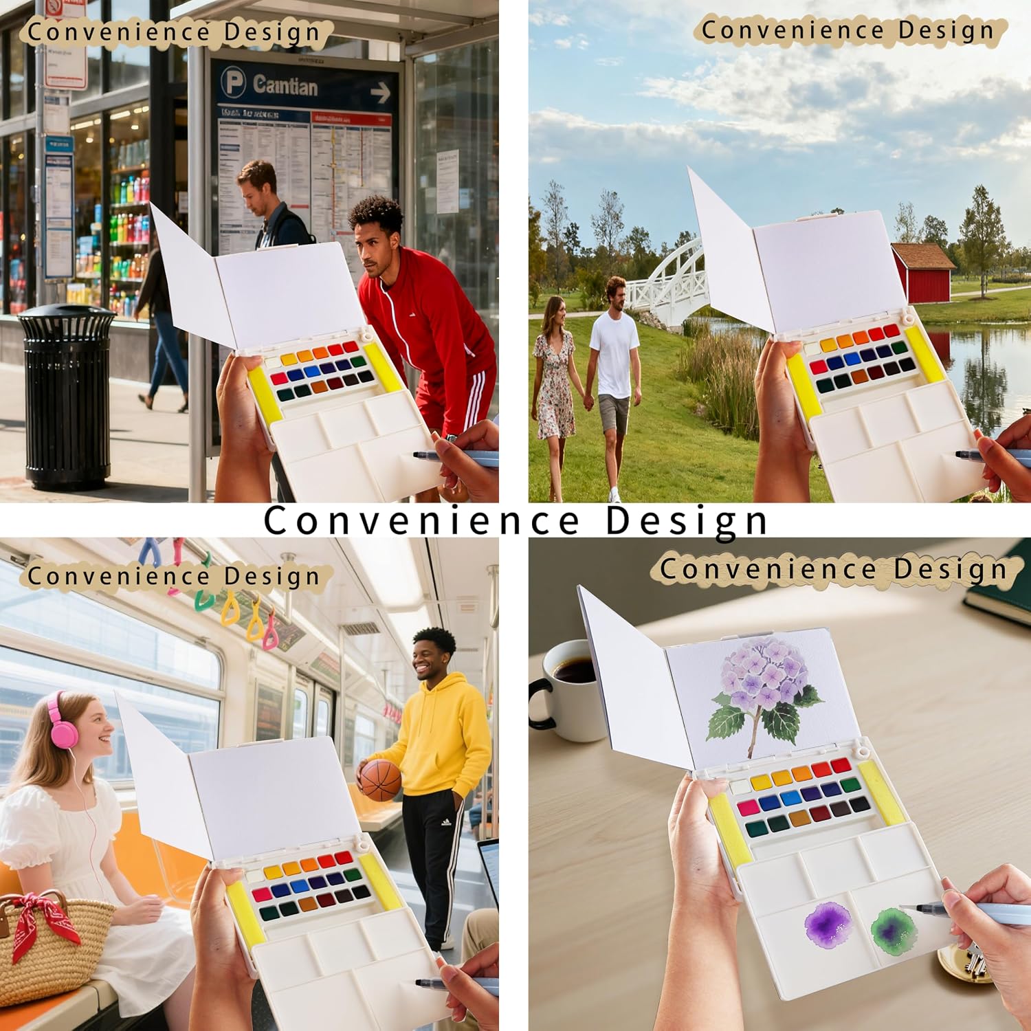 Watercolor Paint Set,Vivid Colors Travel Paint Set Graspable Painting Set Compact Size, Watercolor Kit with Water Brush Pens,24 Sheets Watercolor Papers,3 Online Tutorial Video - 18colors