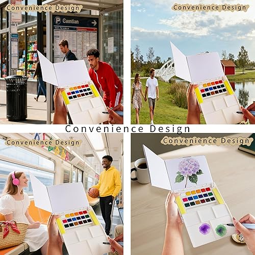 Miniatura 2 de Juego de pintura de acuarela, juego de pintura de viaje de colores vivos, juego de pintura a presión, tamaño compacto, kit de acuarela con