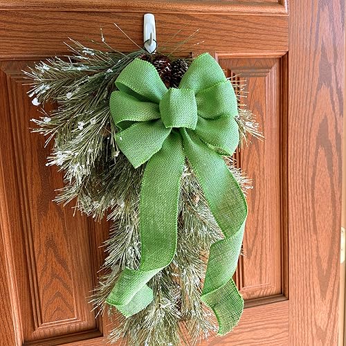 Miniatura 78 de Lazo de corona de cinta de arpillera natural, 10 pulgadas de ancho, colas largas de 18 pulgadas, granja, Pascua, otoño, invierno, Acción de Gracias