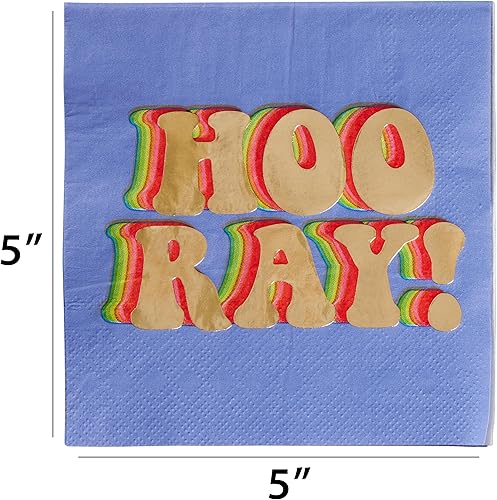 Miniatura 5 de C.R. Gibson Hooray - Servilletas de bebidas de lámina dorada, 20 unidades (TW4-25412)