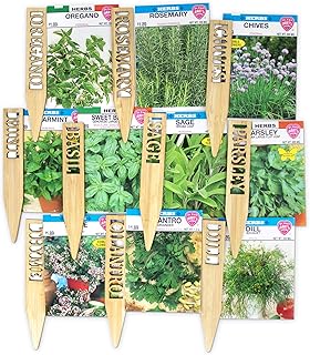 Window Garden Herb Seeds - 10 Popular Varieties for Indoor or Outdoor Planting, Growing. Attractive Markers and Quality Se...