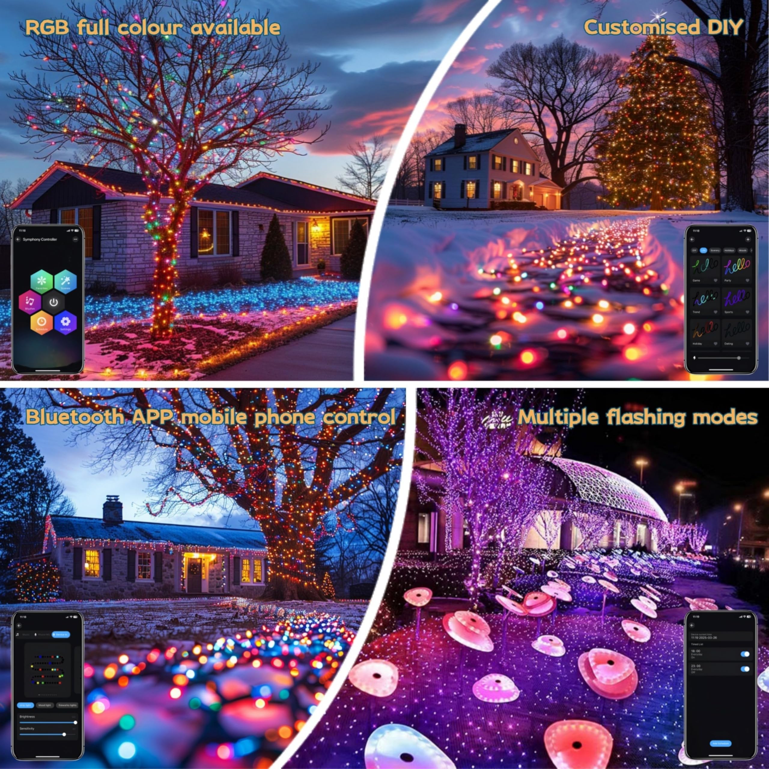 Luci Stringa LED, 5M 50 LED Catena Luminosa con 8 Modalità Lucine Led Decorative, Luci Natale Impermeabile per Interni e Esterni, Camere da Letto, Giardino, Matrimonio, Albero (1 Pezzi colorato