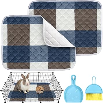 2 Pack 17.7''x 23.6'' Washable Guinea Pig Cage Liner & Cleaning Tool Set