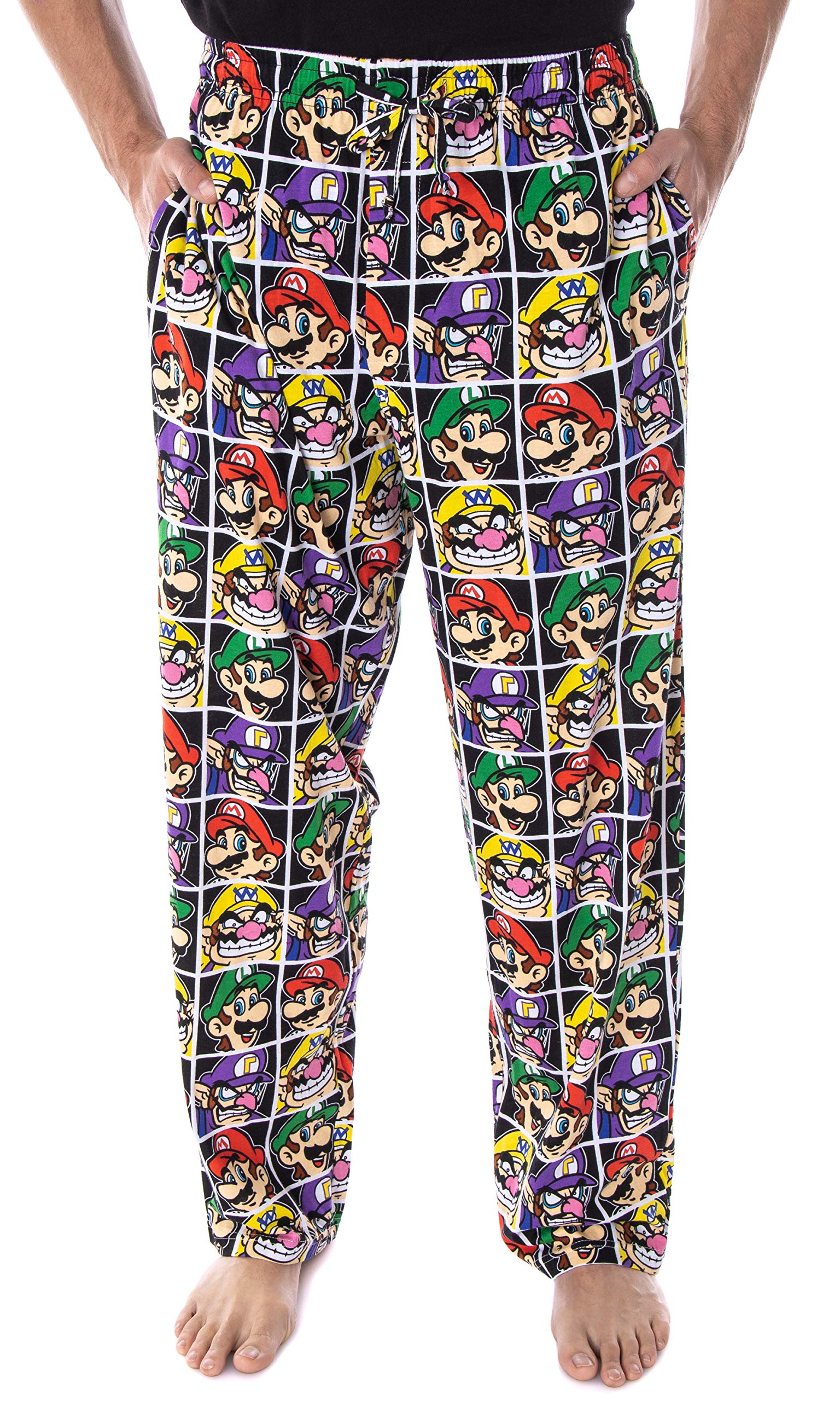 Nintendo Pajamas Mario and Villains Grid Men's Soft Touch Pajama Pants Sleepwear