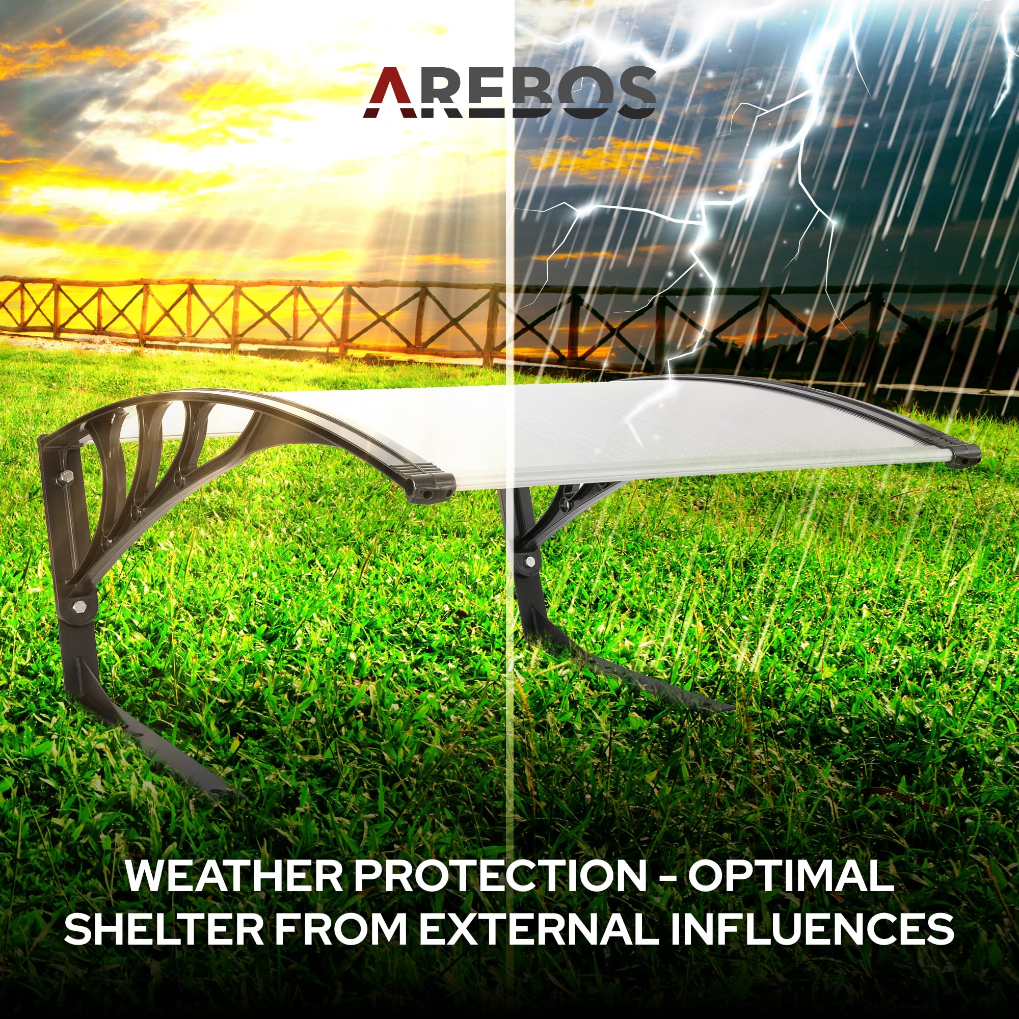 Arebos Robotic Lawnmower Garage | Automower Canopy 102 x 79 x 46 cm | Weatherproof with UV Protection | With Metal Feet | Mounting Material Included | Transparent