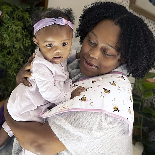 Miniatura 5 de Little Muffincakes Paquete de 3 paños para eructos de punto suave, tema de bailarina (Zhara) para recién nacidos y mayores, rosa