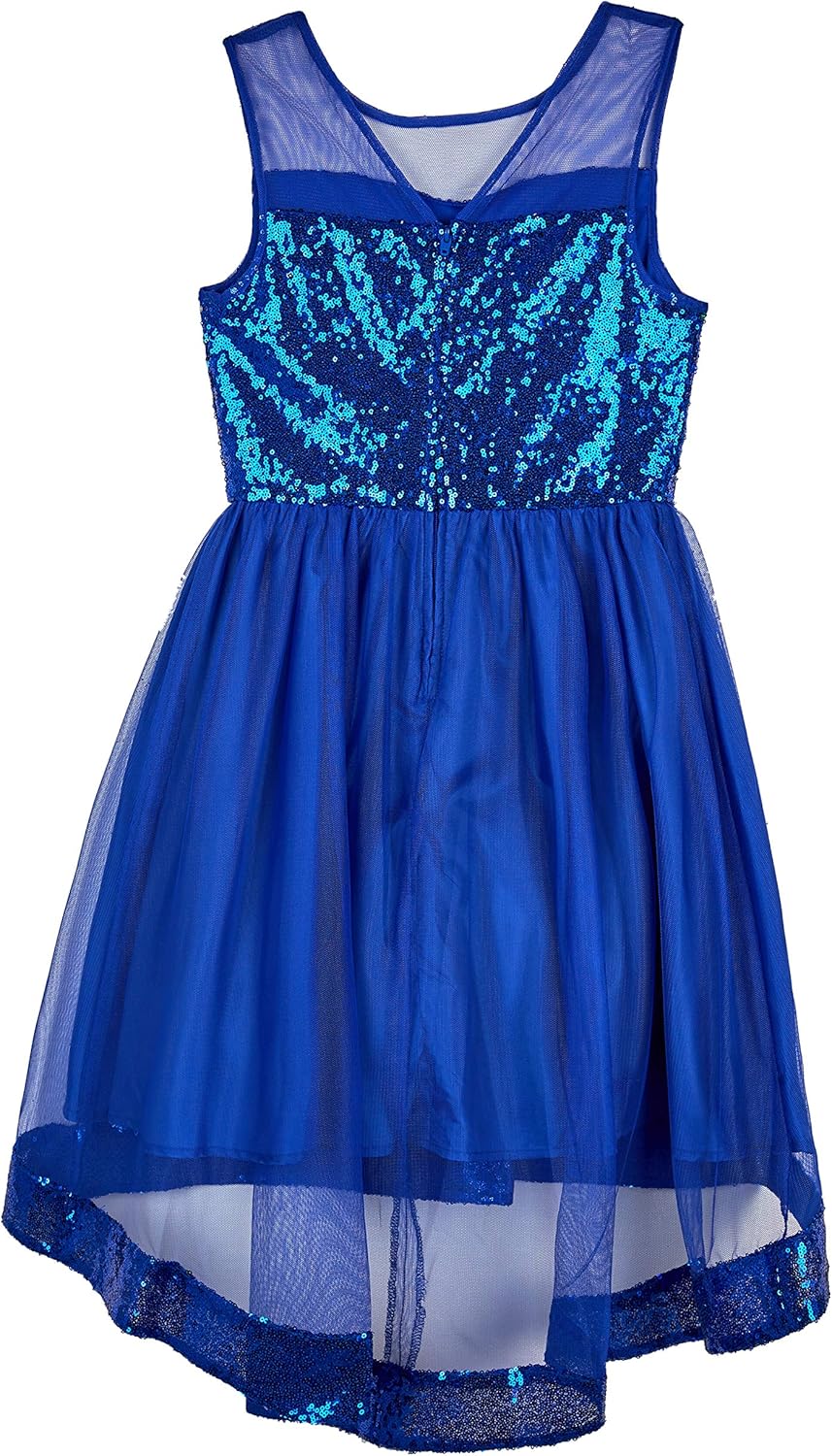 Amy Byer Girls' Dress with Illusion Bodice and Sequin Hem: Clothing