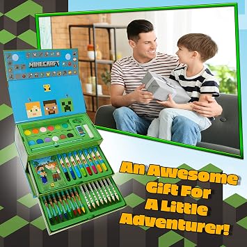Minecraft أقلام ملونة مجموعة لوازم الفن أقلام التلوين الألوان المائية الدهانات الملونة علامات تلوين مجموعة الرسم زاحف الفن مجموعة حالة هدايا لاعب للأولاد