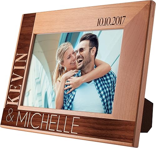 Miniatura 3 de Customization Mill Marcos de fotos personalizados de 5 x 7 pulgadas, regalos de cumpleaños para la pareja, árbol de corazón, romántico