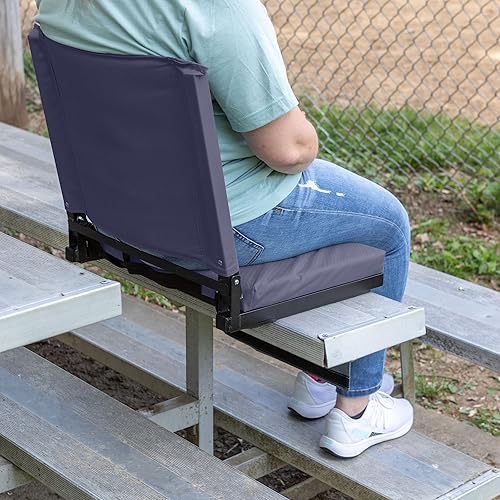 Miniatura 2 de Home-Complete Asiento de grada, cojín de asiento de estadio con bolsillo y portavasos, silla deportiva portátil ancha, asientos de estadio con