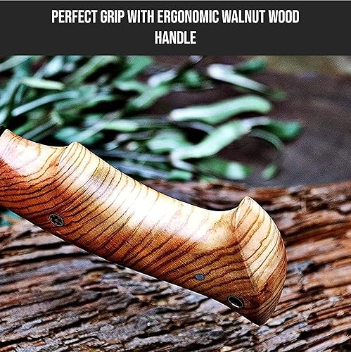 Miniatura 20 de BIGCAT ROAR Predator Hunter Cuchillo de caza patentado hecho a mano de acero de damasco de hoja fija de 10 pulgadas, mango de madera de nogal