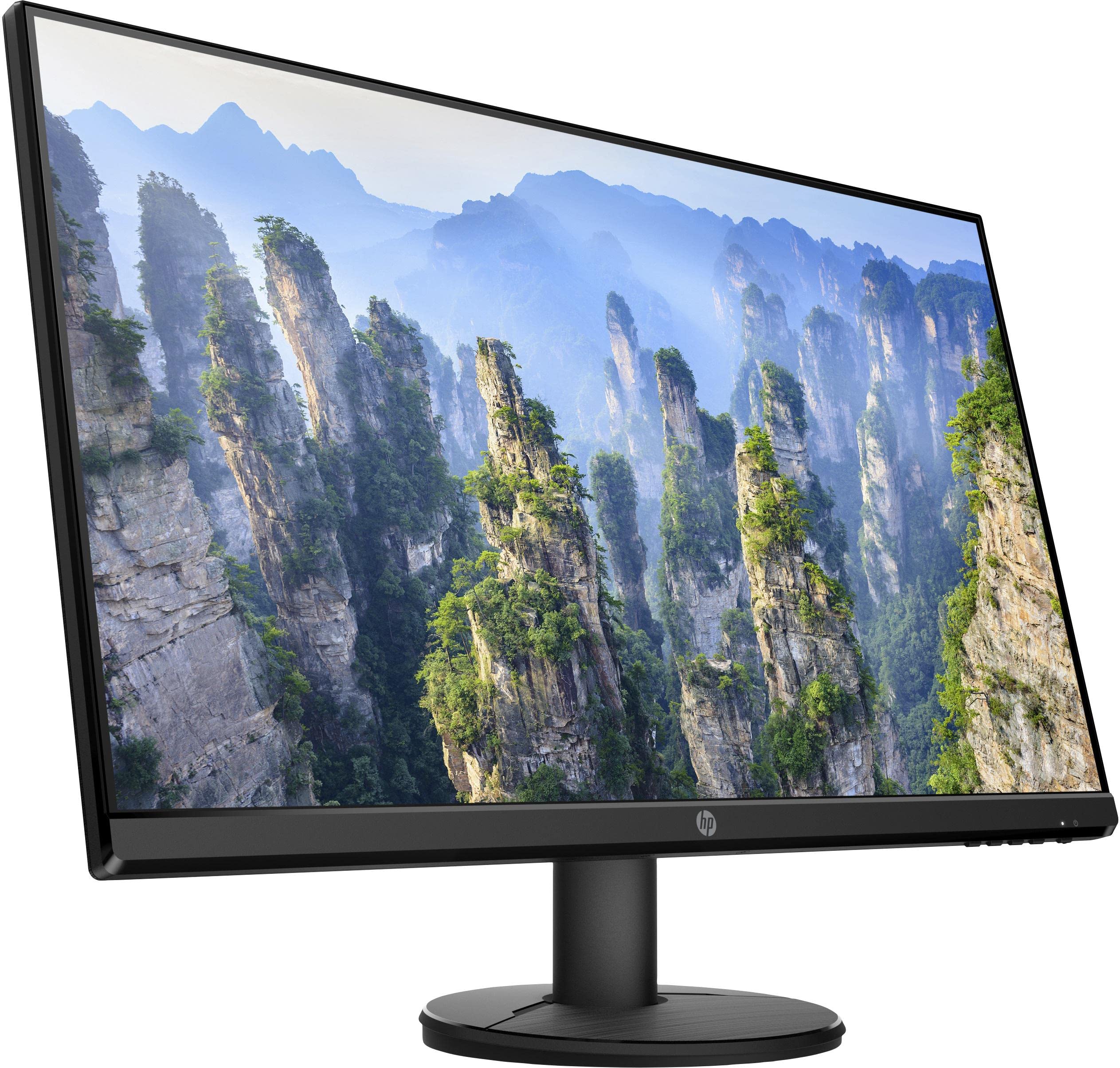 HP - PC V27e Monitor da 27", risoluzione FHD da 1920 x 1080, 16:9, Antiriflesso, Pannello IPS 60Hz, Tempo di Risposta 5 ms, Reclinabile, VESA 100 x 100 mm, Modalità Low Blue Light, VGA e HDMI, Nero