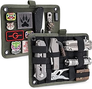 TACTICAL_GEEK TCM EDC Organizer Board, Backpack Anti-Slip Elastic Woven Board for Travel Gear, Elastic Grid Organizer for Electronics Accessories Travel Cables Chargers and More Green