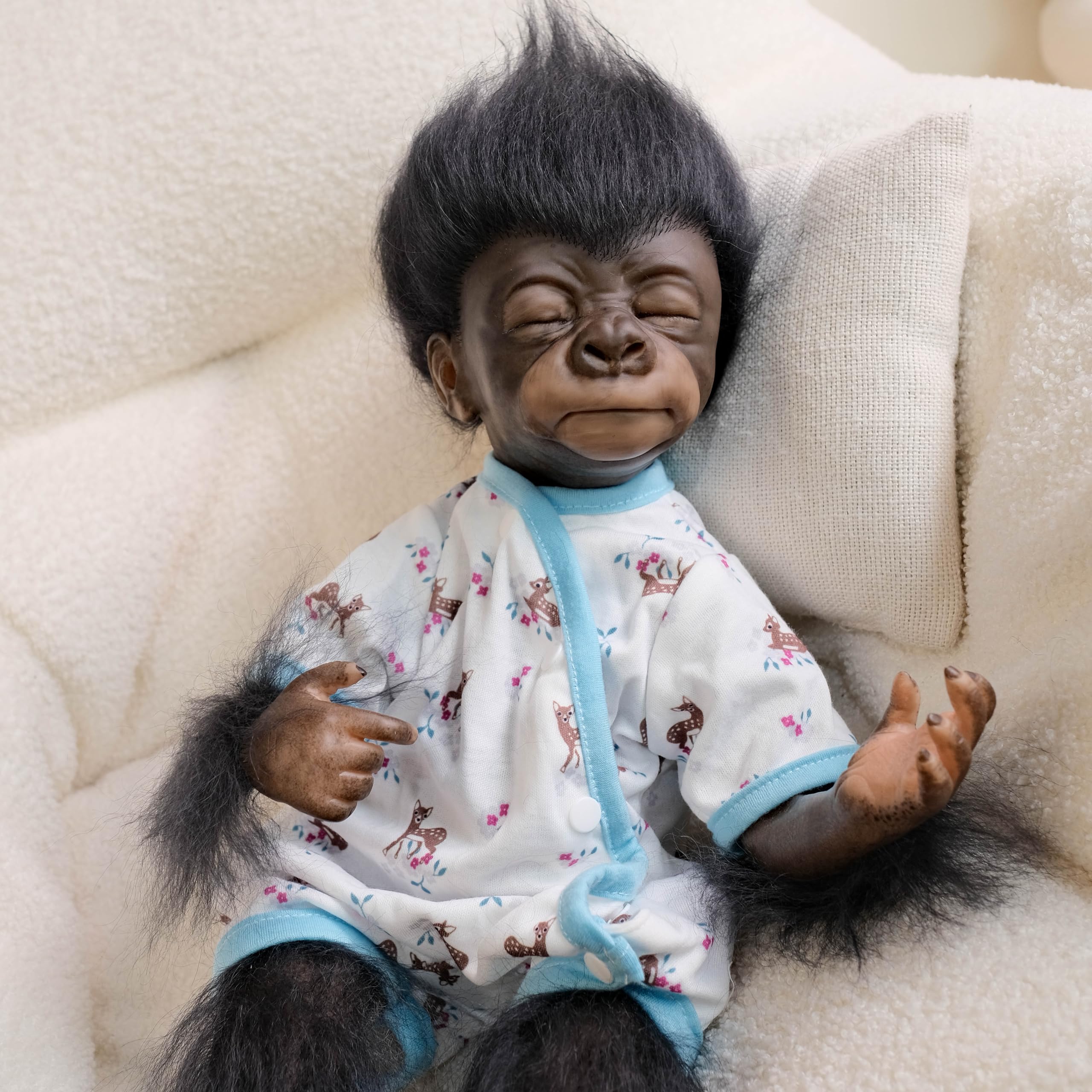 Pinky Reborn Babypuppen, cool, handgefertigt, 45 cm, Reborn-Puppen, Affe, Jungen, Puppen, weicher Stoff, lebensechte Puppe, bestes Geschenk für Kinder, Weihnachten