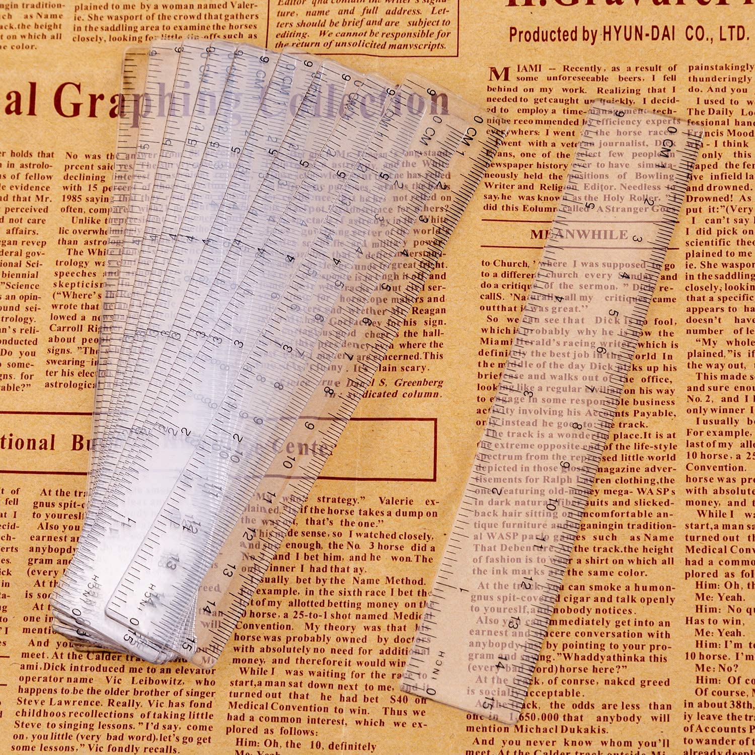 Transparent Plastic Ruler 15 Cm 6 Inches Student Measuring Ruler Tool 10 Pieces | NL
