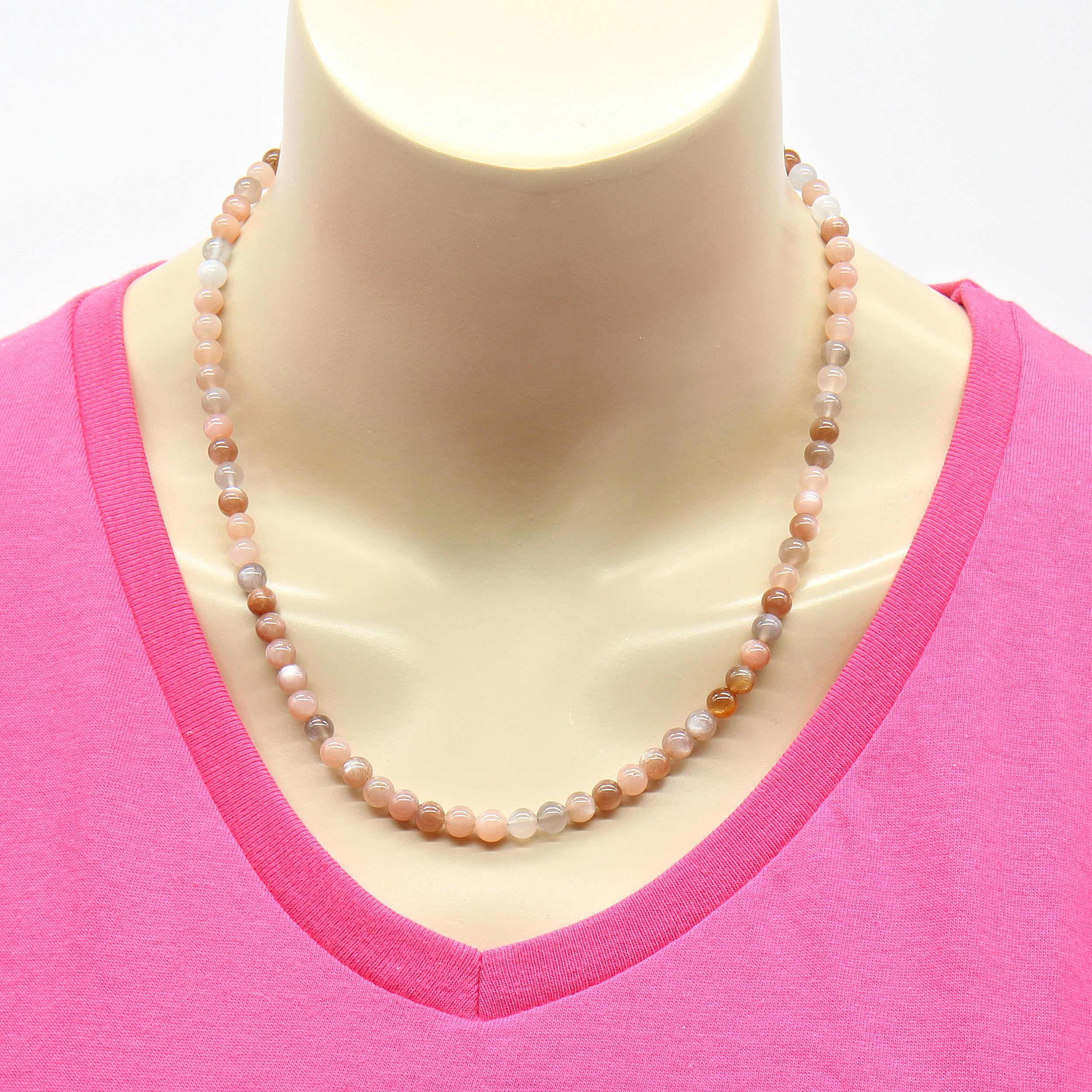 Mondstein Edelsteinkette Damen mit 925 Silberverschluss