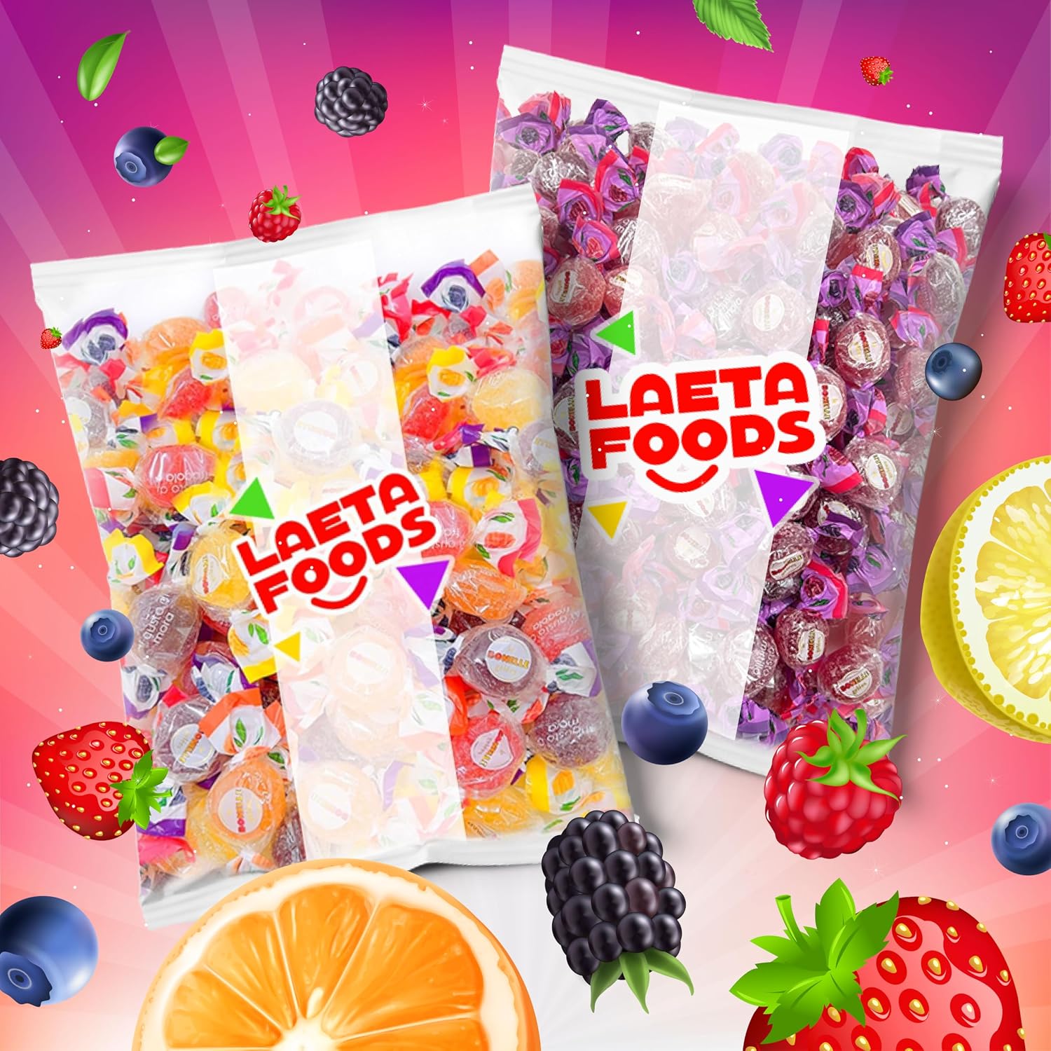 Bonelle Italian Berry and Fruit Jelly Candy, 2 Pack (Total 2 Pounds)