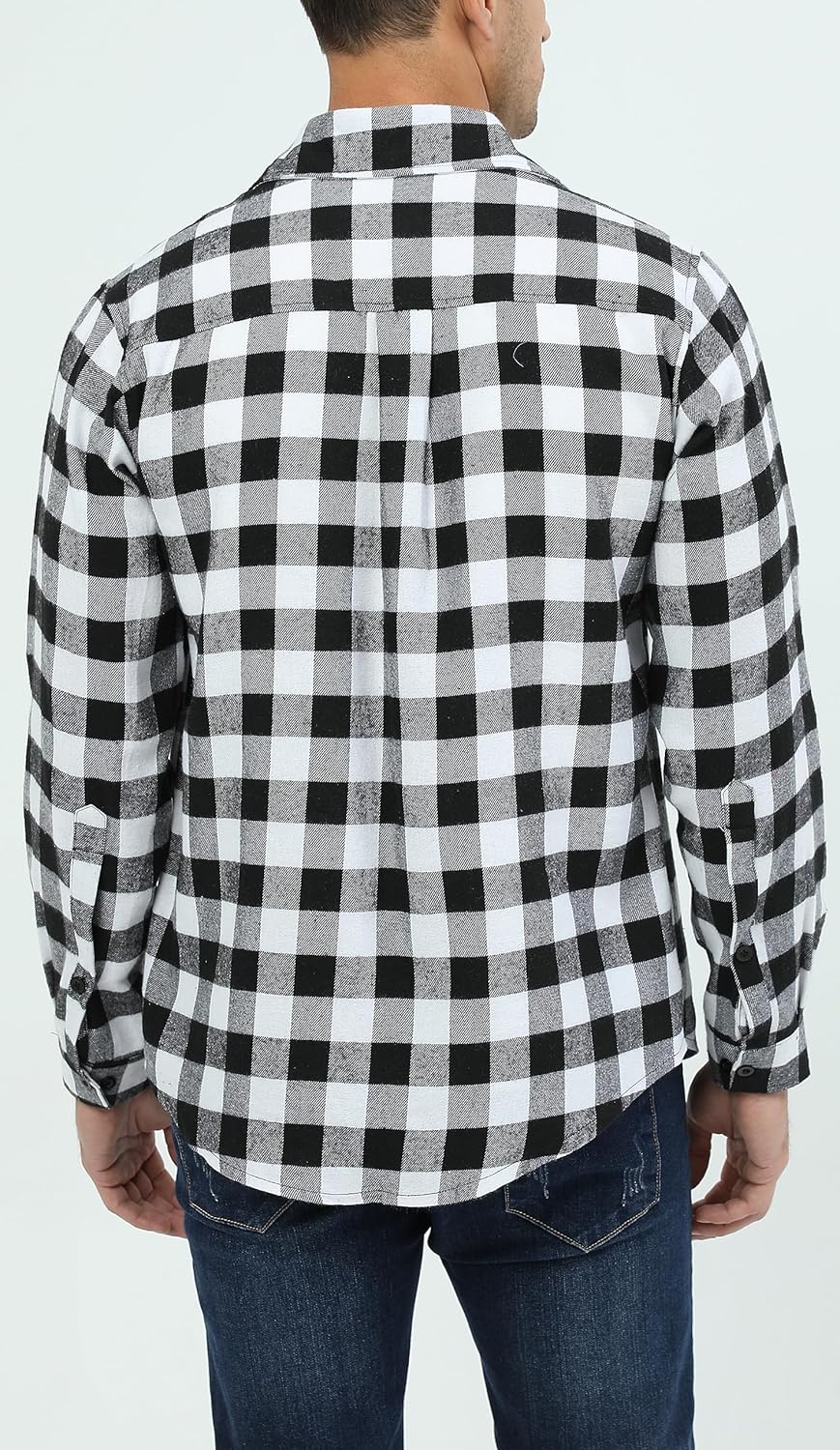 Men's Long Sleeve Cotton Plaid Shirts Button Down Blouse - Image 5