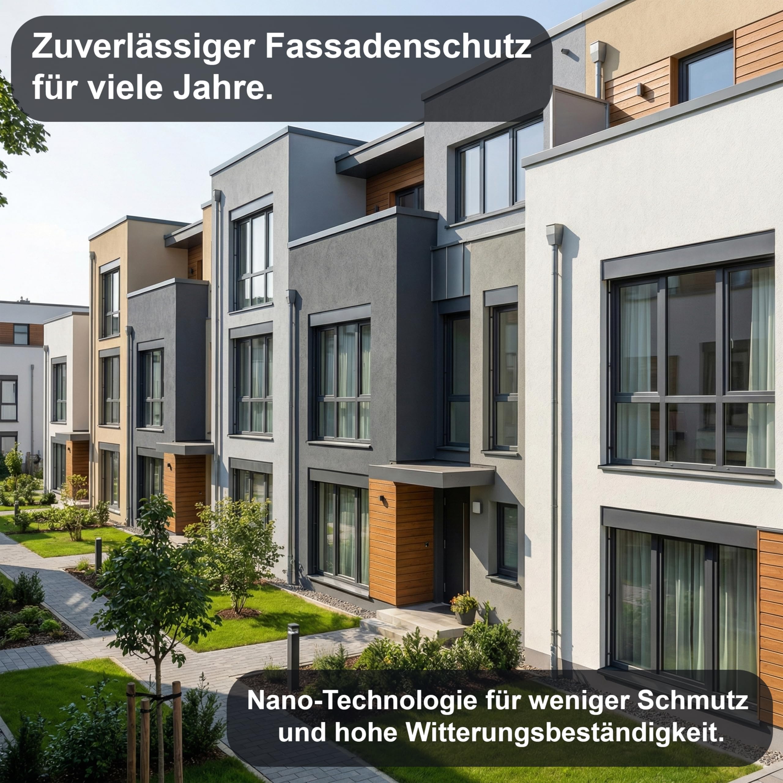 WO-WE Nano Fassadenfarbe W520 Wandfarbe für Außen Mauer Fassade Anthrazitgrau - 750ml