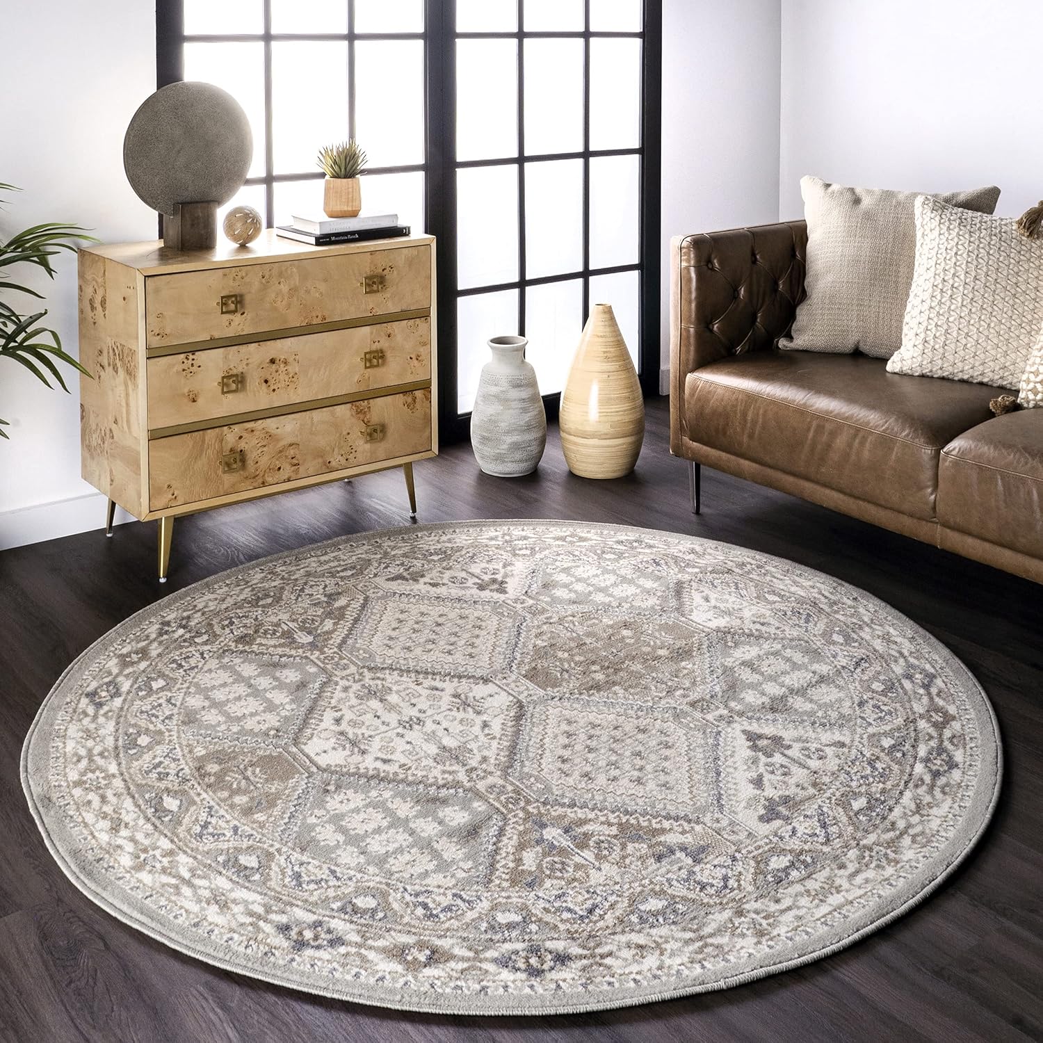 nuLOOM Becca Vintage Tile Area Rug, 6' Round, Grey Amazon.ca Home