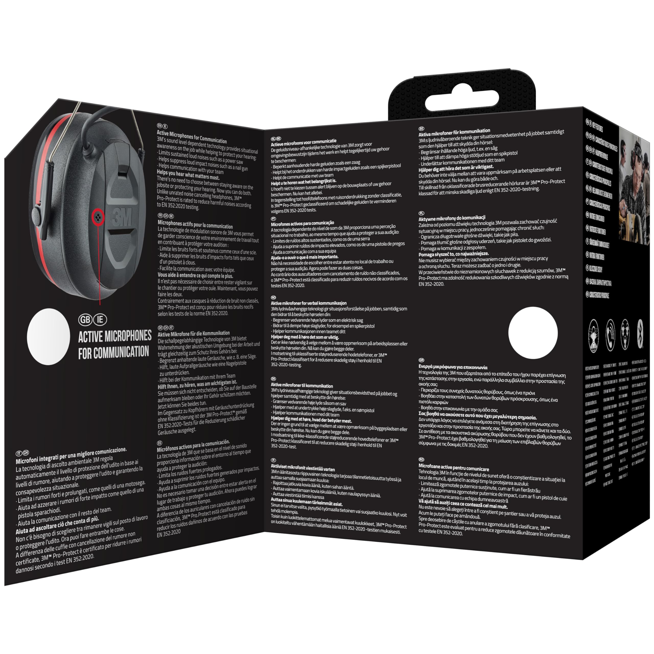 3M Pro-Protect Kapselgehörschutz 90545E, Bluetooth, SNR-Wert 30 dB, Schwarz