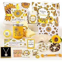 Andlane Sunflower Gifts for Women - Unique Gift Basket Set - Birthday Gifts for Women, Best Friend, or Sister - Sunshine Box Care Package, Get Well Soon, Thinking of You, Friendship Basket 18Pcs Large