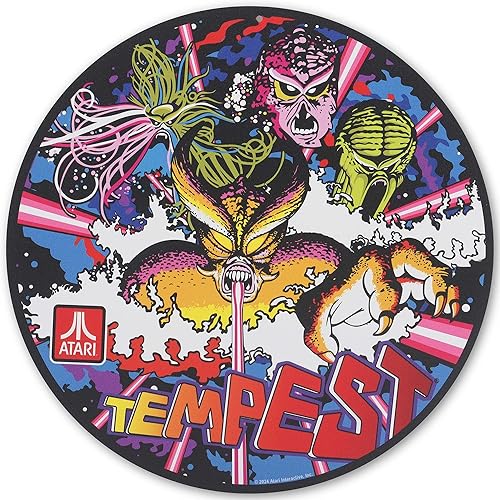 Atari Tempest Logo Round Metal Sign - Arte de pared vintage Atari para sala de juegos o cueva de hombre