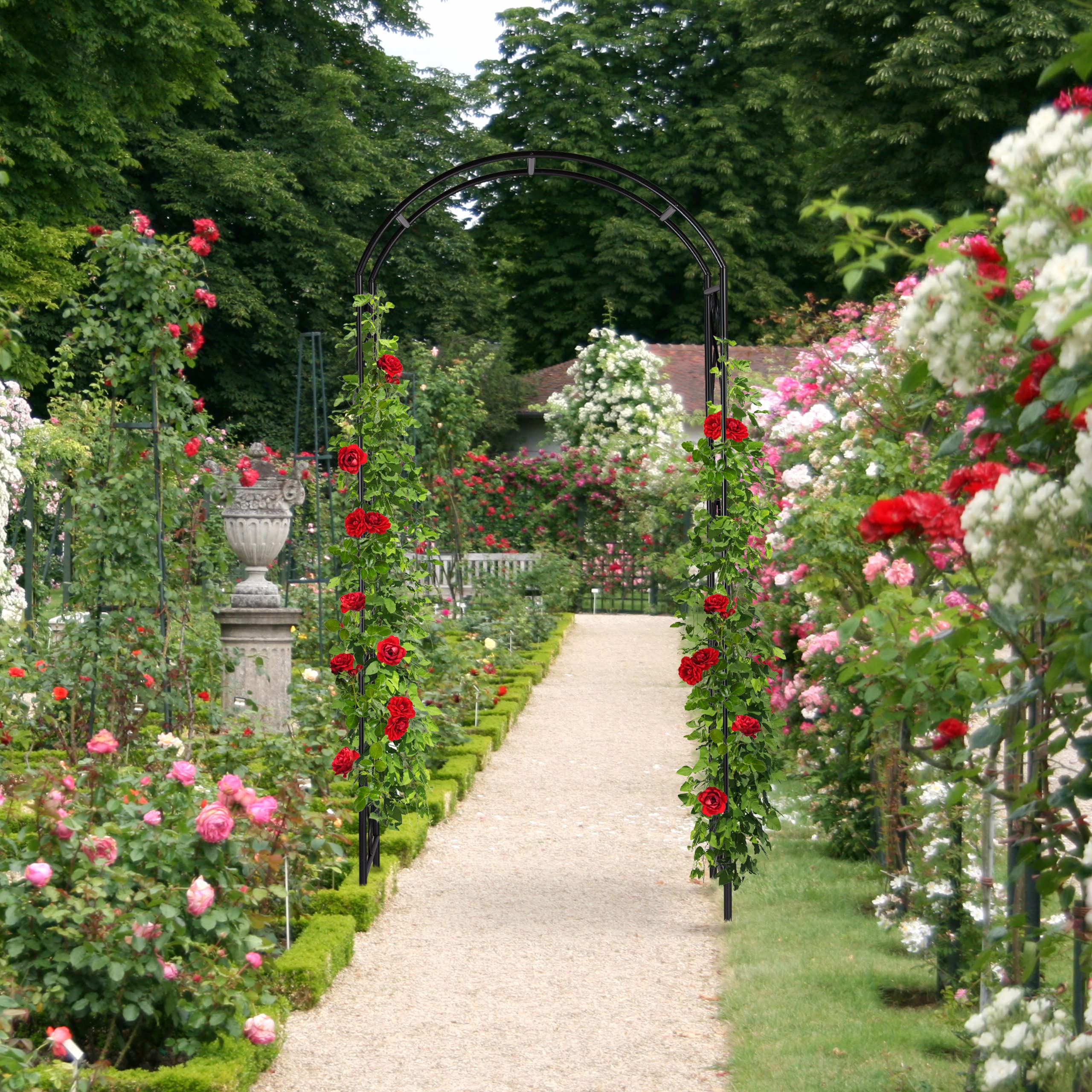 Relaxdays Arche à rosiers en métal, Portail de Jardin, HxLxP : 230 x 100 x 40 cm, rétro, tuteur Plantes grimpantes, Noir