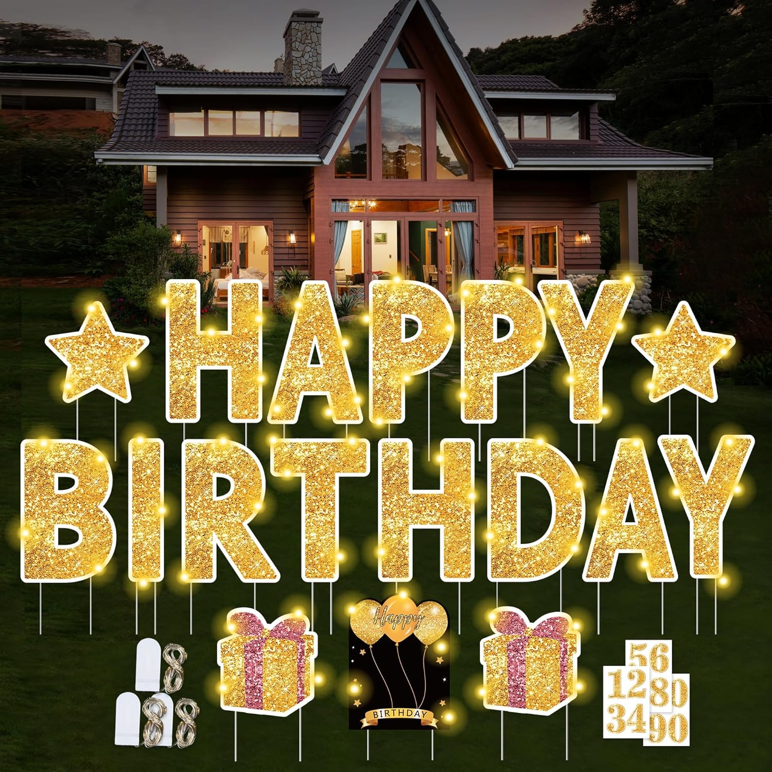 Amazon.com : Happy Birthday Yard Sign with Stakes - 18 Pcs Happy ...