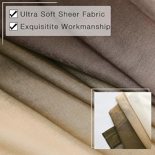 Miniatura 5 de July Joy Ombre - Cortinas de lino sintético semitransparente para habitación y sala de estar, 2 tonos reversibles, privacidad y filtro de luz