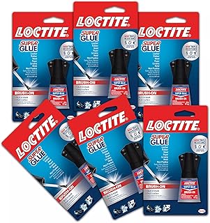 Super Glue Brush On Bottle, Clear, 0.18 fl oz Bottle, 6 Pack - Superglue for Plastic, Wood, Metal, Crafts & Repair, Cyanoacrylate Adhesive Instant Glue, Quick Dry