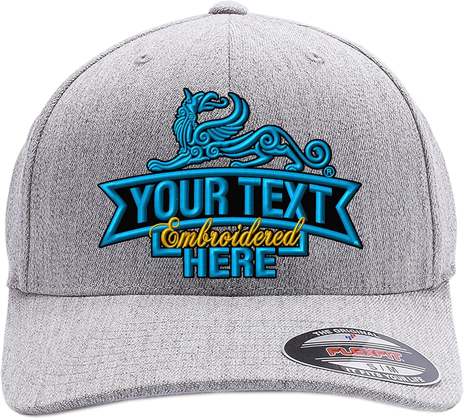 Custom Embroidered Flex Fitted hat. Flex Fitted 6277/6477 Baseball Cap. Place Your Own Custom Text