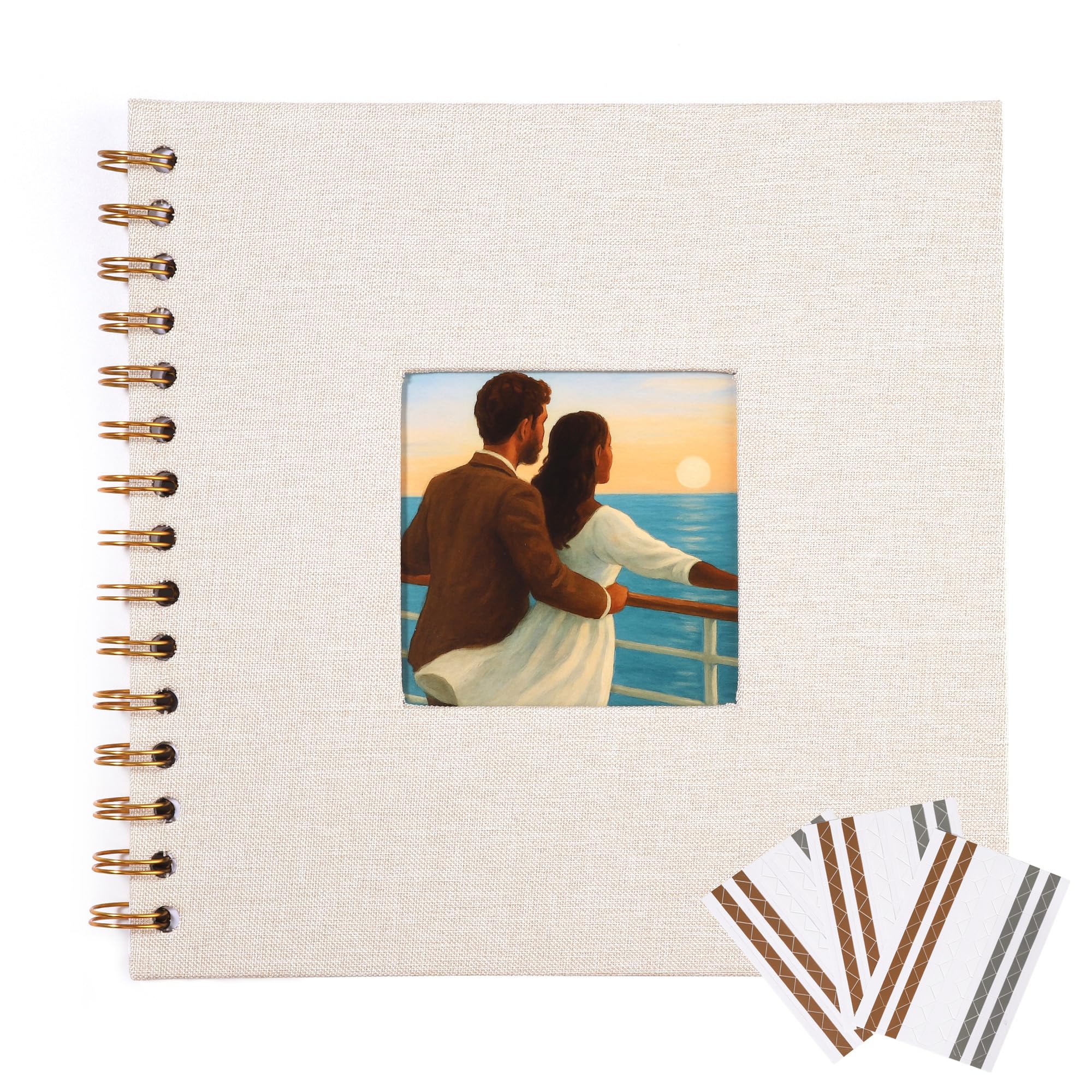Album de scrapbooking en lin beige 17x17 cm pour souvenirs photo