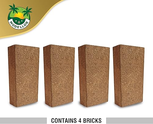 Miniatura 3 de MODELLOR Paja de coco de alta calidad, 4 ladrillos (5 libras), produce 9 galones de fibra de coco en hidratación, orgánico, lavado, pH equilibrado,