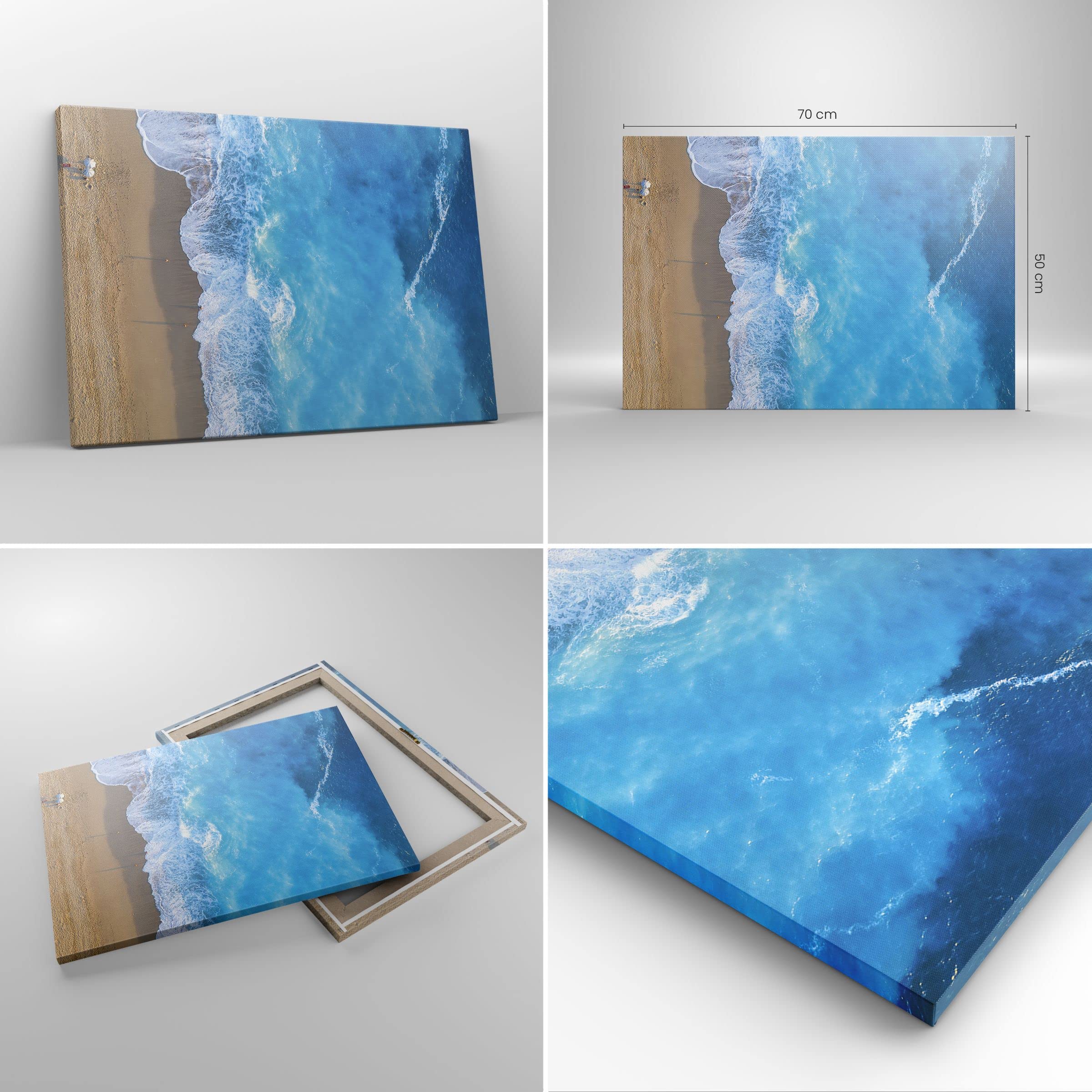 Tableau Sur Toile Moderne Coucher De Soleil Bateau Paysage Maritime 70x50cm - Décoration Murale
