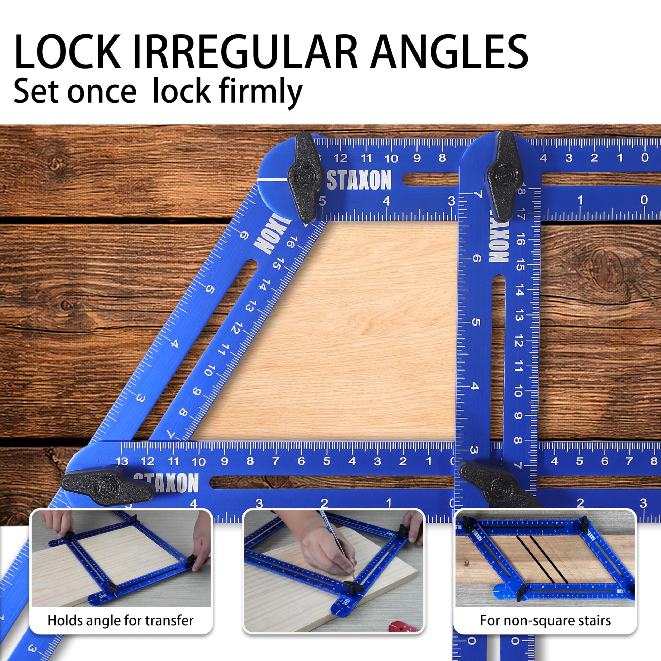 Stair Tread Template Tool – Stair Tread Gauge, Hidden Screw Slide Rail Stair Tools for Stair Measuring Tool Stair Gauge Jig Stair Template Stair Step Tool（Black+Blue） — Amazon image 7