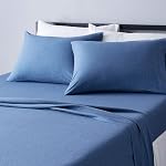 Amazon Basics 4 Piece Bed Sheets Set, 100% Cotton Jersey, Includes Super Soft, Flat and Fitted Sheets, Pillowcase, King, Dark Gray, Solid