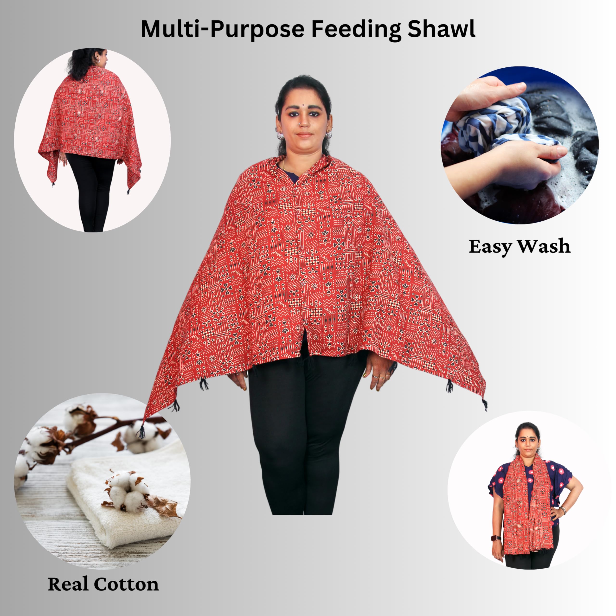 Balakrithi Breastfeeding Shawl | Nursing Cover for Feeding Mom | Multi-Use Feeding Apron for Mother - Image 7 thumbnail