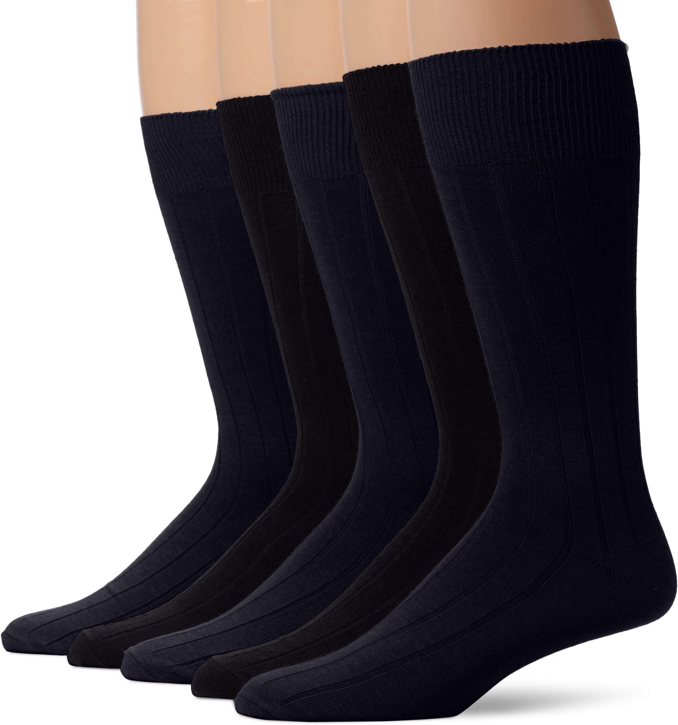 Dockers Men's 5 Pack Classics Classic Rib Crew Socks