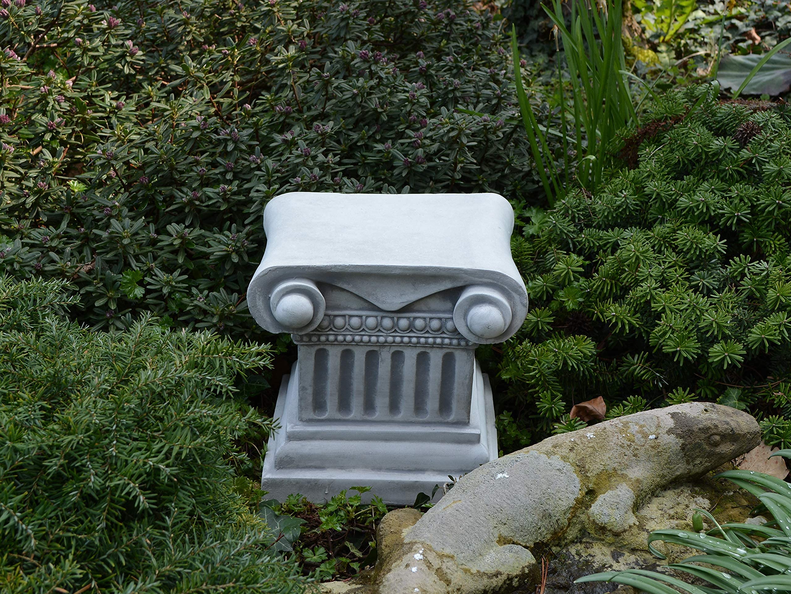 gartendekoparadies.de Sockel mit Quadratischer Stellfläche aus Steinguss, Höhe 23 cm, 21 x 21 cm, 16 kg, Grau, Frostsicher für Außenbereich