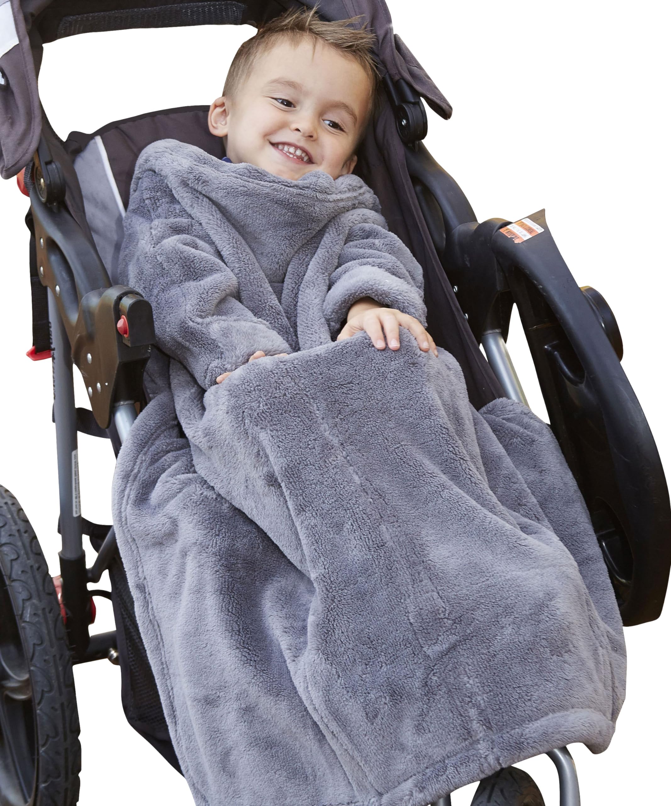 Slanket Stroller Blanket for Babies & Toddlers - The Stroller Wearable Fleece Baby Blanket w/Sleeves, Foot Pocket & Hand Covers - Soft Baby Blanket for Girls & Boys - Small, 26 x 27”, Gray
