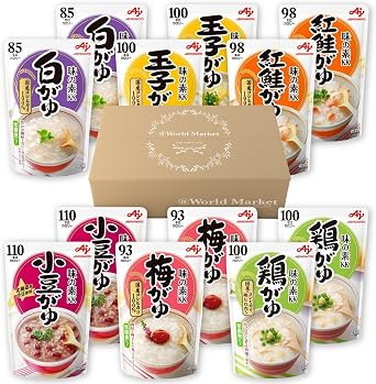 Ajinomoto Retort Food Rice Porridge Assortment Set 6 Varieties x 2 Each 12 Meals Miscellaneous Rice Soup Side Dish White Rice Rice with Plum Rice with Egg Rice with Red Salmon Rice with Chicken Rice