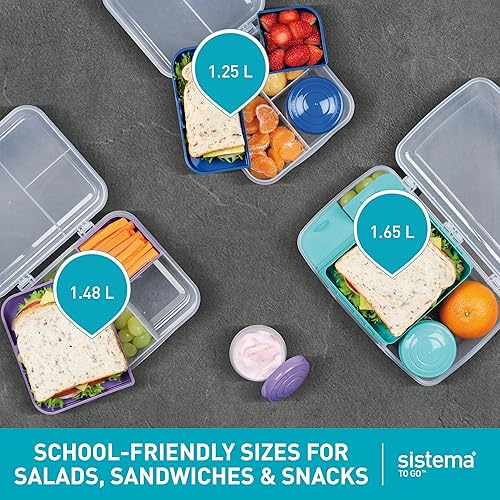 Miniatura 4 de Sistema Bento Create To Go - Contenedor de almacenamiento de alimentos de 6 tazas con tapa y divisores, paquete de 2, color verde menta