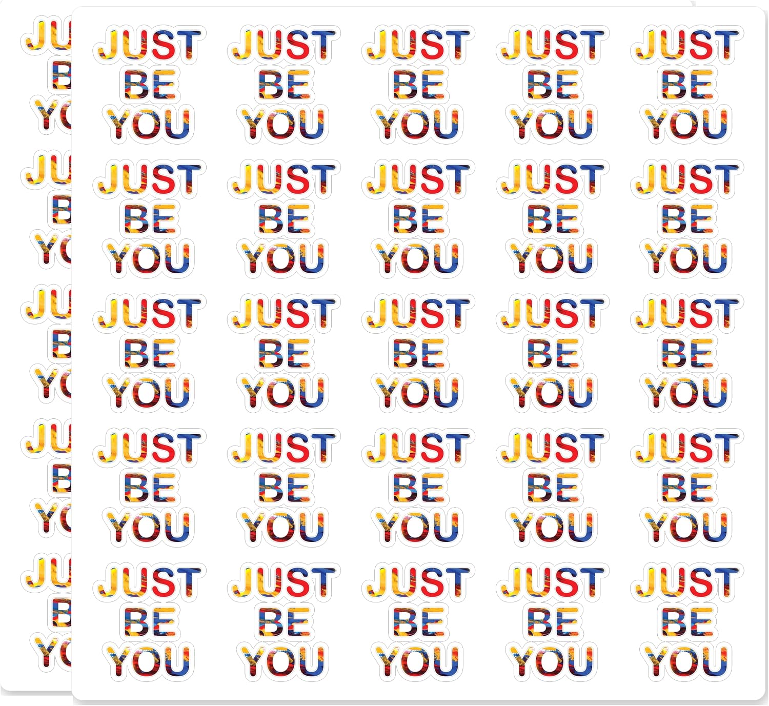 Just Be You Rainbow Oil Paint Style Scrapbook Stickers 50 Pack 1 Inch