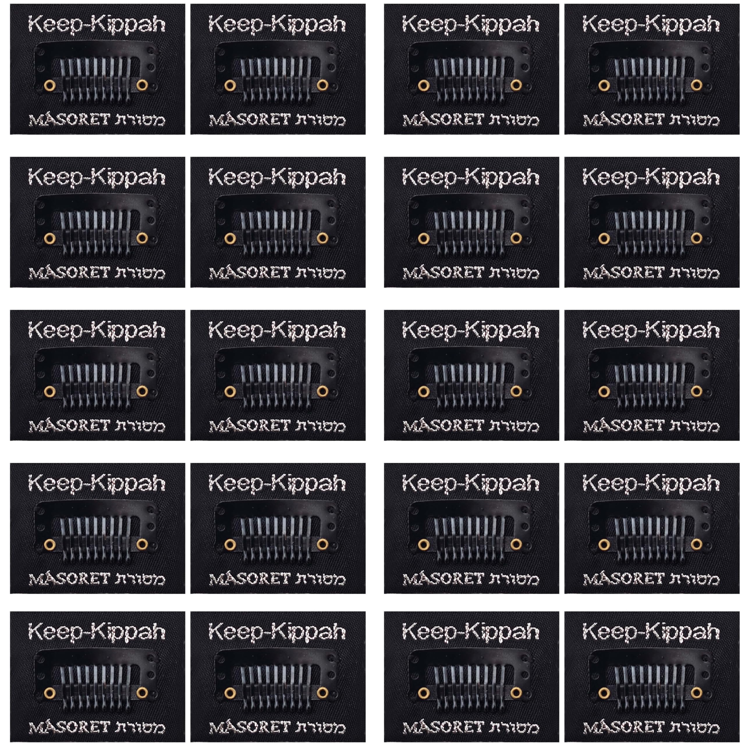 The Original Masoret Keep-Kippah Hair Clip Set: 10 Pair Durable Metal Head Fasteners with Matching Comb for Jewish Kippot, Kipa, Yamaka, Yarmulke Hats