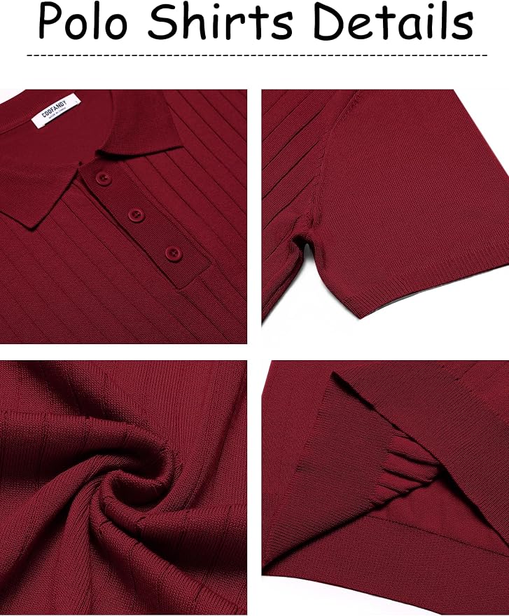 Polo de punto para hombre manga corta rojo talla XL miniatura 5